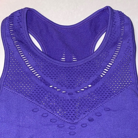 Sm SAVVI Tahiti Vented Slits Crop Top Sport Bra Sliced Perforated Purple Athlete - Picture 3 of 14